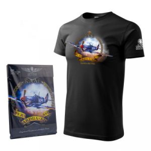 T-SHIRT MED STRIDSFLYGPLAN SPITFIRE MK VIII flygtillbehör och kläder